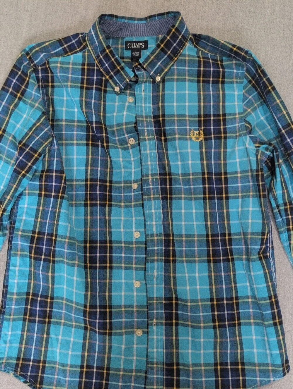 Chaps boys blue plaid button-front shirt size XL (18-20)